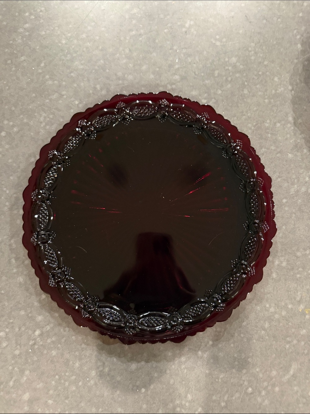 Avon Cape Cod Deep Burgundy Glass Plate Set of 4